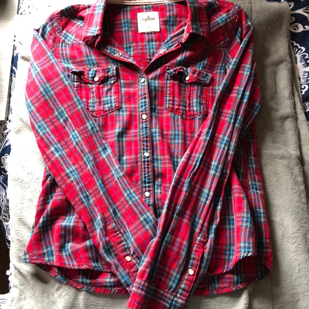 Red and blue button down flannel